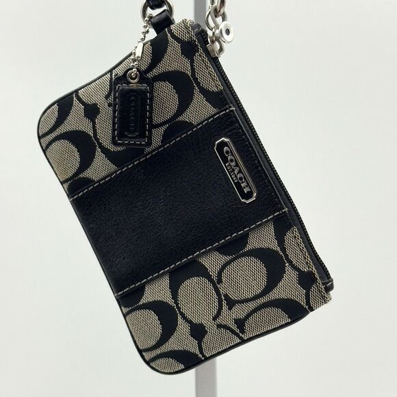 Coach Handbags - LOW START Coach Signature Black & Gray Wristlet Clutch